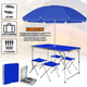 Стіл для пікніка та риболовлі складний з чотирма стільцями синій матовий МДФ 120 х 60 х 70/55 см алюмінієві трубки - зображення 10