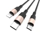 Кабель 3в1 USB/Apple Lightning+Type-C+microUSB 1 м Hoco X26 Xpress чорний з золотистим - зображення 2