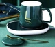 Чашка керамическая Lucky на платформе с подогревом с крышкой и ложкой 380ml Green (3_05627) - изображение 5