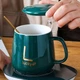 Чашка керамическая Lucky на платформе с подогревом с крышкой и ложкой 380ml Green (3_05627) - изображение 8