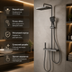 Душова система зі змішувачем Faucet CR25-HT028 метал верхній і ручний душ настінна графітова - зображення 2
