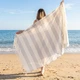 Пляжное полотенце большое в полоску Riviera Silver 100х180 см подстилка на море для пляжа басейна серая - изображение 1