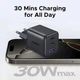 Сетевое зарядное устройство UGREEN 30W 3-Port GaN II Power Supply PD Fast Charger Black (X515) - изображение 4