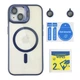 Чохол Premium TPU+PC+Metal Stand Case with MagSafe and Camera Lenses для iPhone 15 Dark Blue - изображение 2