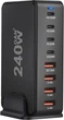 Сетевая зарядная станция ILEPO 240W на 4 USB+4 Type-C мультизарядное устройство мощный блок питания Black (19338) - зображення 1