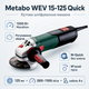Кутова шліфувальна машина Metabo WEV 15-125 Quick 11000 об/хв 125 mm Зелений (600468000) - зображення 2