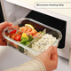 Термостойкие стеклянные контейнеры для хранения продуктов Demars, ланч-бокс для микроволновой печи, для офисных работников, с 3 отделениями, 1000 мл + 400 мл круглый контейнер + сумка + набор столовых приборов - изображение 6