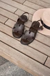 Жіночі мінімалістичні босоніжки PARADIZE SHOES із натуральної коричневої шкіри з м’якою устілкою на плоскій підошві 40 розмір (устілка 25,8 см) - зображення 5