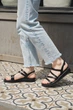 Женские минималистичные босоножки PARADIZE SHOES черного цвета с тонкими ремешками на низкой подошве 41 размер (стелька 26 см) - изображение 1
