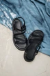 Женские минималистичные босоножки PARADIZE SHOES черного цвета с тонкими ремешками на низкой подошве 41 размер (стелька 26 см) - изображение 3