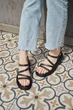 Женские минималистичные кожаные босоножки PARADIZE SHOES коричневого цвета с тонкими ремешками и застежкой пряжкой на низкой черной подошве 41 размер (стелька 26 см) - изображение 1