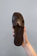 Женские лаконичные шлепанцы PARADIZE SHOES из натуральной коричневой кожи с мягкой стелькой на плоской подошве 38 размер (стелька 24,5 см) - изображение 6
