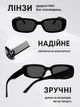 Сонцезахисні окуляри прямокутні чорні унісекс з UV-захистом, стильні ретро окуляри від сонця з темними лінзами та глянцевою оправою Чорні - зображення 3