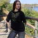 Футболка женская c принтом Золотые птицы, черная, 2XL - изображение 4