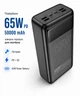 Повербанк для ноутбука 50000 mAh 65W PD швидка зарядка Type-C Hoco з LED-ліхтарем Чорний - зображення 1