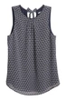 Блуза H&M темно-синій в білі візерунки MIGPS820 XXS - зображення 2
