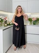 Сарафан женский из крепа жатки на бретельках свободного кроя летний G&M k-130438 58-60 Размер цвет черный - изображение 2