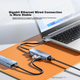 Док-станція розширення SAMZHE USB 3.0 до Gigabit Ethernet, чотиривхідний розгалужувач, мережевий кабель RJ45 для ноутбука Apple Huawei Xiaomi, адаптер-конвертер, док-станція розширення HWK07 - изображение 4