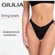 Женские трусы-стринги в рубчик Giulia (L5175S-M) M Black, хлопок повседневые трусики, черные - изображение 1