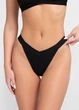 Женские трусы-стринги в рубчик Giulia (L5175S-M) M Black, хлопок повседневые трусики, черные - изображение 2