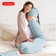 Подушка для беременных Tomibaby, подушка для поддержки талии при сне на боку, U-образная подушка для поддержки живота, подушка для объятий при сне на боку, длинная подушка в форме зерна — синяя. - изображение 4