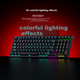 Клавіатура Lenovo GK10 з 98 клавішами, механічна, гаряча заміна, RGB-підсвічування, 20 режимів, дротова, ігрова, офісна, серія Aurora, 98-клавішна, білий, змішаний, синій перемикач - зображення 6