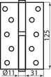 Завіса дверна RDA 125 * 3 * 2,5 (1 підшипник, сталь) полірована латунь (права) (30497) 3408 - зображення 2