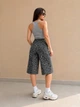 Шорты женские джинсовые I8 52100 BAGGY длинные бермуды леопардовый принт 34 темно серые - изображение 4