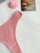 Женские хлопковые трусики стринги в рубчик (арт. 3988) - XL - Пудровий - изображение 6