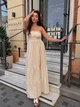 Сарафан женский макси с широкой юбкой бежевого цвета 38453 One Size - изображение 1