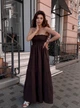 Сарафан женский макси с широкой юбкой коричневого цвета 38452 One Size - изображение 1