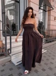 Сарафан женский макси с широкой юбкой коричневого цвета 38452 One Size - изображение 2