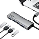 USB-концентратор Lenovo Type-C, многопортовый USB-концентратор, док-станция-адаптер, удлинительный USB-кабель, преобразователь для расширения возможностей ноутбука BY02C-3.0 (металлический) - изображение 1