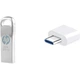 Флеш-накопичувач HP 32 ГБ USB 2.0 з адаптером Type-C, v206w, сріблястий метал, USB-накопичувач для міні-комп'ютерів та бізнесу - изображение 1