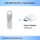 Флеш-накопичувач HP 32 ГБ USB 2.0 з адаптером Type-C, v206w, сріблястий метал, USB-накопичувач для міні-комп'ютерів та бізнесу - изображение 5