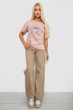 Футболка жіноча з принтом, колір персиковий розмір S-M 221R2802 - изображение 2