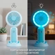 Настольный мини вентилятор с подставкой для телефона и LED подсветкой Mini Portable fan 3W, Голубой (1011154-LightBlue-2) - изображение 2