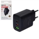 Сетевое зарядное устройство Borofone BA98A 2xUSB-C 30W + USB-A 18W LED-дисплей Black - изображение 1