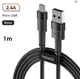 Micro USB-кабель Toocki 2.4A (1 м черный) для Samsung Redmi, быстрая зарядка PD, Micro-кабель для вентилятора, наушников, зарядного устройства, USB-кабель для передачи данных - изображение 1