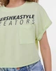 Топ Bershka салатовий з принтом OYFDL385 L - зображення 3