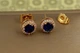 Сережки гвоздики Xuping Jewelry амінь окантовка сині фіаніти 9 мм золотисті - зображення 1