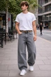 Чоловічі джинси SUPER BAGGY широкі сірий розмір 30 - изображение 1