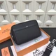 Мужская кожаная сумка через плечо 25х18х6 Hermes Black - изображение 1