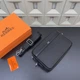 Мужская кожаная сумка через плечо 25х18х6 Hermes Black - изображение 2