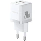 Мережевий зарядний пристрій Baseus Palm Fast Charger C+U 20W EU Moon White - зображення 3
