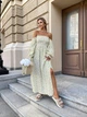 Женское платье муслиновое макси бело-желтое 42-48 р5041.м462-1 - изображение 1