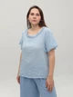 Блуза-футболка женская голубая льняная тонкая 685-4 ONE SIZE - изображение 6