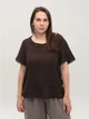 Блуза-футболка женская коричневая льняная тонкая 685-7 ONE SIZE - изображение 5