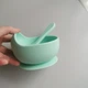 Силиконовая детская тарелка с ложкой на присоске мятная - изображение 3