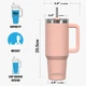 Термобутылка WATERSY 1.18 л с ручкой , металлической трубочкой ,вакуумный термостакан , с щеткой для чистки в комплекте - изображение 2